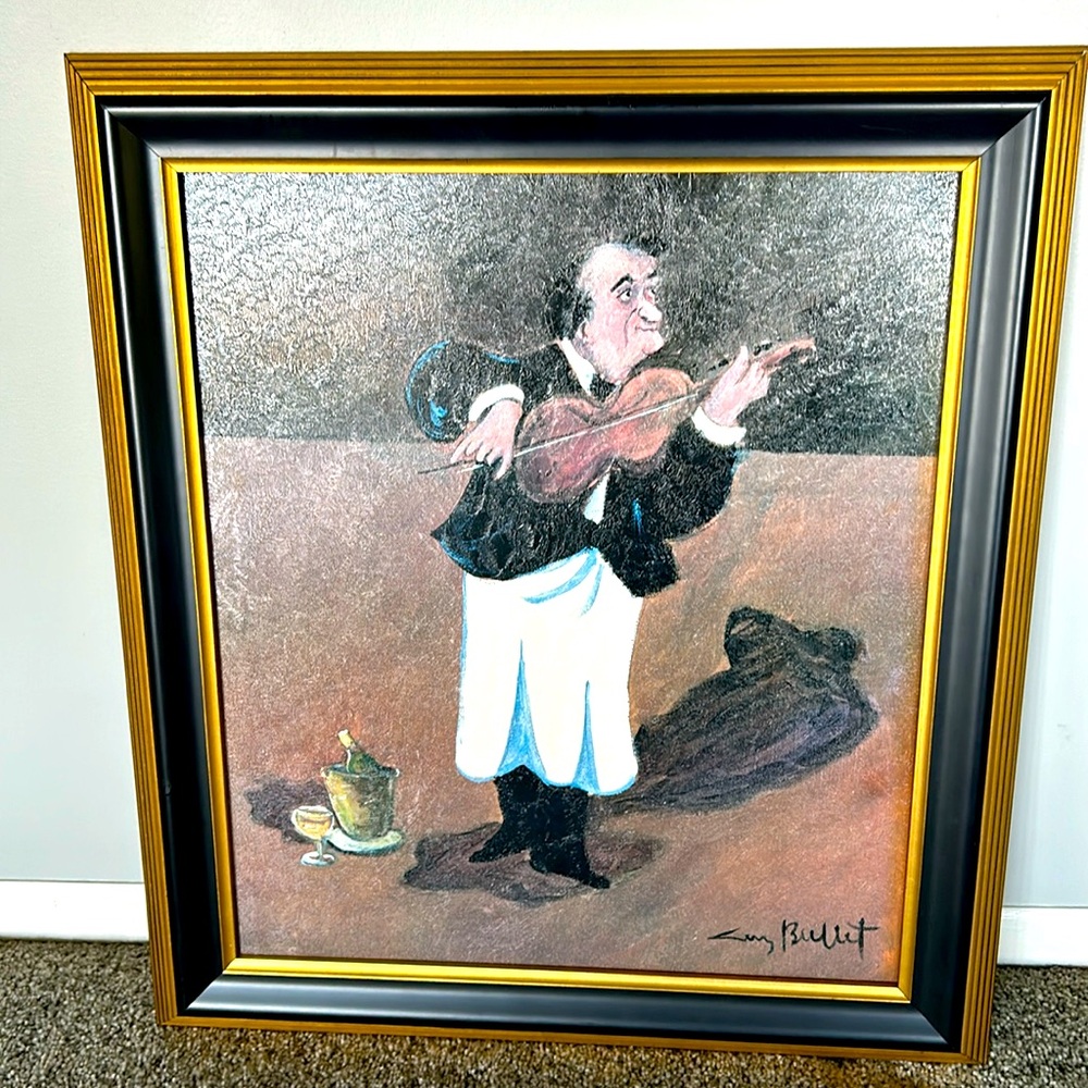 Guy Buffet - “Violinist” framed art - 22” x 26”